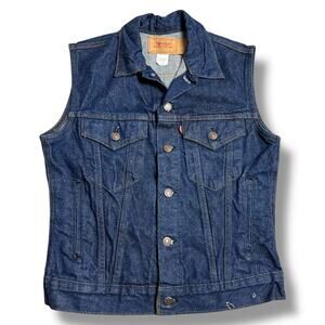 Vintage 80s Levi’s Denim Type III Trucker Jacket Vest Blue USA Made Unworn Sz M